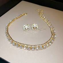 1 Set Crystal Necklace & Earring Jewelry - Gold - View 9