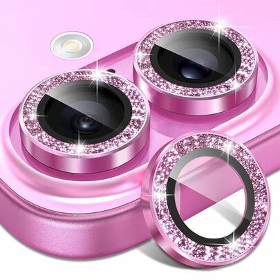 3片装相机镜头保护膜，兼容 Plus - 适用于2024款机型，金属单环保护盖，9H防刮钢化玻璃，铝合金边框，吸附力更强，带闪光灯，兼容 17、16、16 Plus、16 Pro Max、16 Pro、15 Pro Max、15 Pro、15 Plus、15、14 Pro Max、14、14 Pro、14 Plus、13 Pro Max、13、13 Pro、12、11