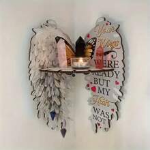 Wall Mounted Corner Shelf Wings Butterfly Wooden Floating Corner Shelves Wooden Wings Corner Wall Shelf Wings Corner Shelf Home Wall Decor - 灰色 - 查看 1