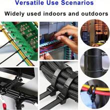 100/200/300pcs Cable Ties, Various Sizes Nylon Zip Ties 4/6/8 Inches, Self-Locking Rope Management Heavy Duty Outdoor, Home Office, Garden Fence Grid UV Resistant Nylon Straps