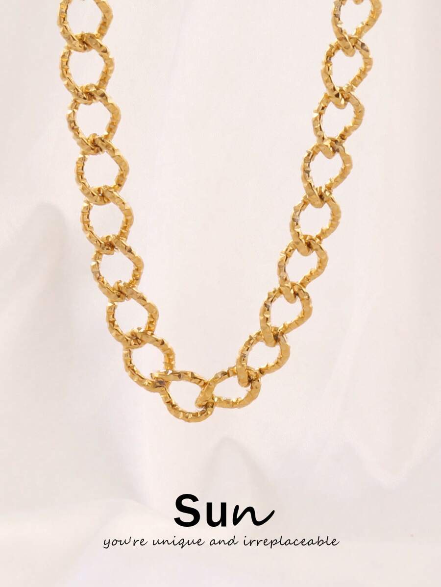 1 件装不锈钢简约项链女士时尚 18K 镀金几何链条项链珠宝 - 項鍊 - 查看 1