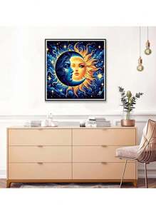 Kit de pintura de arte de diamantes con sol y luna, kit de pintura de diamantes completa redonda, kit de arte de diamantes 5D DIY para regalo y decoración de paredes del hogar
