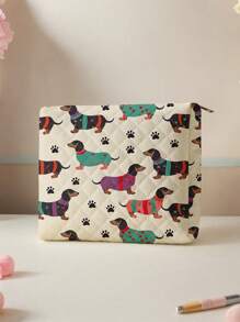 1 件/4 件可爱小狗印花大容量化妆包套装，便携式化妆品收纳盒，旅行洗漱包，海滩、游泳池、泳衣和旅行收纳袋，化妆包