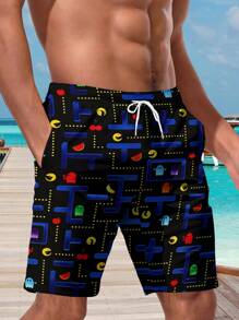 Men's Summer Hawaiian 3D Print Casual Beach Shorts - Quick Dry, Drawstring Waist, Perfect For Outdoor Activity