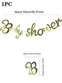 1pc Golden Festive Decorative Baby Shower Paper Banner - Gold - View 2