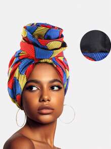 1pc Women's African Print Lined Floral Headwrap, Suitable For Daily Use Sleep Bonnet - Multicolor - View 23