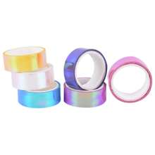 1/6 Rolls Laser Tapes, Rhythmic Gymnastics Decoration Holographic Prismatic Glitter Tape Hoops Sticker Color Waterproof Tape Sticker, Each 5M