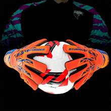 ATLANDER 1 Pair Latex Football Goalkeeper Gloves Adults Youth Thickened Football Comfortable Breathable Anti-Slip Wrist Strap Professional Protection Match Training Goalkeeper Soccer Outdoor Sports Men Women Goalkeeper Goalie Gloves - Orange - View 7