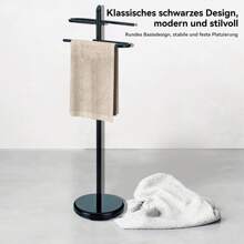 Freestanding Towel Rack, Bathroom Towel Rail, Bath Towel Holder, For Bath Towels, Clothes, Metal, Black - màu đen - Xem 5