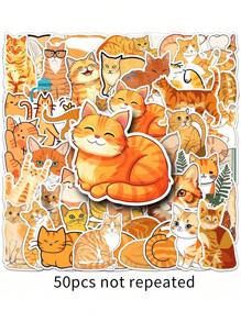50 stuks Teckel Oranje Kat Knutselbenodigdheden & Stickers, Pet Friend Graffiti Stickers, Katten Hondenhok Decors, Scrapbook Stempels/Stickers, Anime Posters Vakantie Decors, Mode Liefde Voor Cadeaus Telefoons Laptops Notebooks, Lente, Buiten