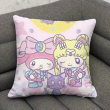 Sanrio 1 stuk Sanrio Kawaii Kuromi & Hello Kitty schattige cartoon kussensloop, geschikt voor het decoreren van woonkamer, bank, slaapkamer, 45x45cm, enkelzijdig patroon, zonder inzetstuk