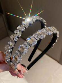 1pc Women's Elegant Rhinestone Square Hair Hoop, Suitable For Parties, Daily Wear, Gifts, Bridal Weddings, All Seasons,Hair Accessories,Hairband Headbands Head Accessories - Multicolor - View 1