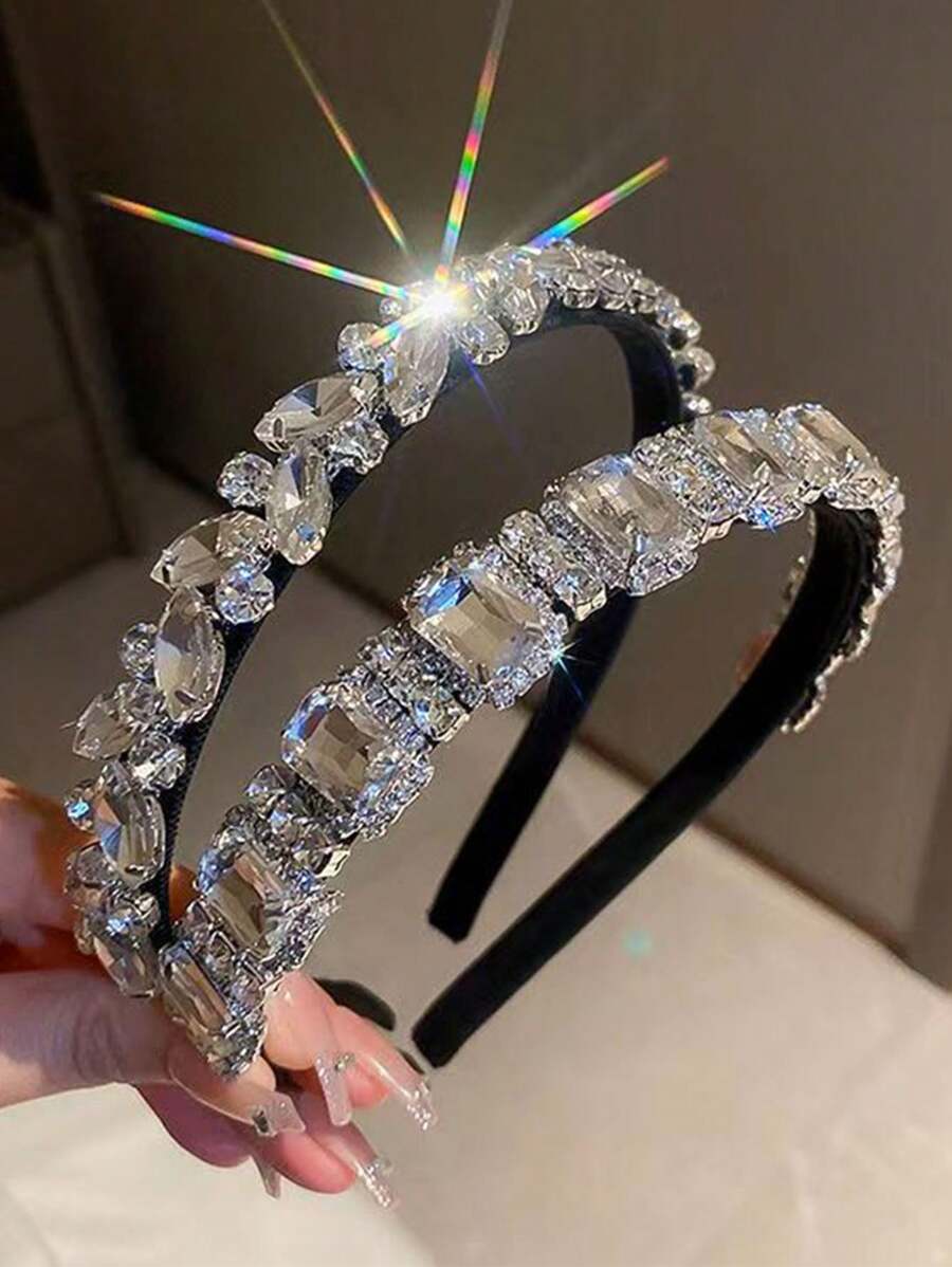 1pc Women's Elegant Rhinestone Square Hair Hoop, Suitable For Parties, Daily Wear, Gifts, Bridal Weddings, All Seasons,Hair Accessories,Hairband Headbands Head Accessories - Multicolor - View 1