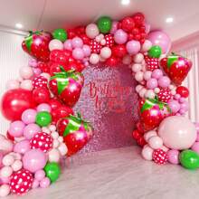 143 Stücke Erdbeere Ballon Bogen Set, rote und rosa grüne Ballons mit Erdbeere Ballon Girlande Bogen Set für süße Prinzessin Beeren erste Geburtstag Erdbeere Themen Baby-Shower Geburtstags Party Dekoration Set