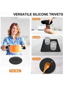 4pcs Black Heat Resistant Placemat Tabletop Coasters