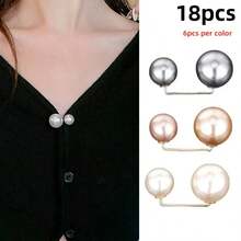 6/10/18pcs Faux Pearl Waist Buckle, Scarf Clip, Brooch For Women