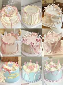 10pcs Ribbon Bow Cake Decorations, Black Ribbon Bow Cake Decorations Silk Cake Skirt, Graduation Cake Toppers, Birthday Party Table Decorations,Birthday Cake Topper,Birthday Cake Topper,Bow Ribbon Cake Decoration For Birthday Shower Wedding Party,Decorate Your Cake, Birthday Party Table Decoration,Wedding, Party, Valentine's Day, Mother's Day, Celebration Cakes