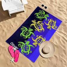 1 件海洋系列动物图案沙滩巾，个性化柔软舒适毛绒沙滩巾 - 彩色 - 查看 6