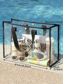 1pc Children Transparent PVC Waterproof Outdoor Swim/Beach Bag, Multi-Function Travel Toiletry Pouch, Large Capacity, Suitable For Pool, Seaside, Vacation - one-size - View 9