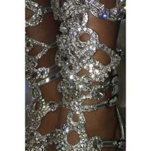 Women's Rhinestone Gladiator Sandals With Shiny Gem Details, Flat Summer Sandals For Beach, Weddings, And Casual Outfits - Perfect For Bridal, Bohemian, And Dressy Occasions - 1128-8銀色 - 查看 4