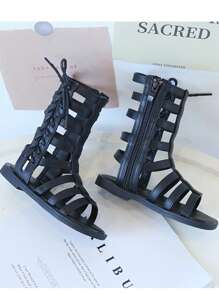 Girls High Top Open Toe Roman Sandals, Fashion Princess Shoes For Little Girls, Summer