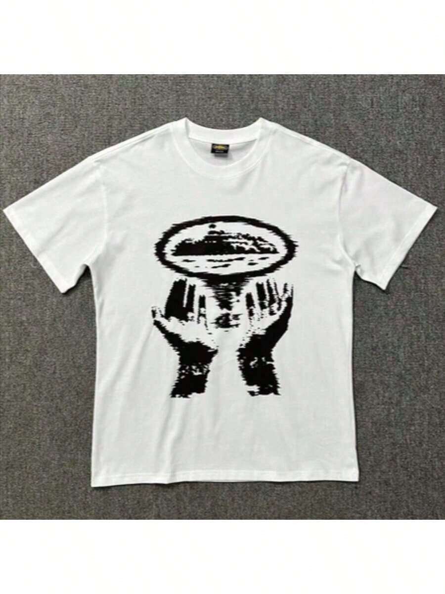 Unisex T-Shirt Ship Island Corteiz Hands Shirt 100% Cotton Premium Quality Top - 白色 - 查看 1