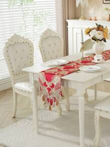 1 件雪尼尔咖啡桌布、橱柜、电视柜、餐具柜装饰布套，优雅经典风格