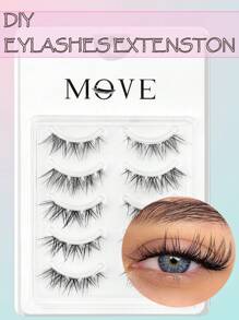 Fengxiu 5 Pairs Natural Fox Style False Eyelashes, Mix Length 3-5-9mm D Curl Thin Volume Eyelashes For Natural & Fluffy Cat-Eye Look, Easy To Apply And Suitable For Any Occasion And Face Shape, Natural Look Cross False Eyelashes, Cat Eye Lashes Wispy Fluffy Cute Curl Lashes, For Daily Dating Party Makeup