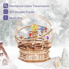 ROKR 3D Wooden Model Kits For Adult Starry Night Music Box Mechanical Model Assembly Wooden Puzzle Birthday Women's Day Gifts For Teens And Adults - Multicolor - View 7