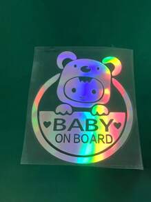 1pc Reflective Car Sticker "Baby On Board" Cute Cartoon Baby In Car Decal Sticker - Multicolor - View 7