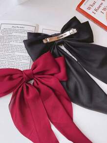 1pc Women Wear Satin Long Floating Bow Silk Hair Clips, Headpieces, And Hair Accessories On A Daily Basis