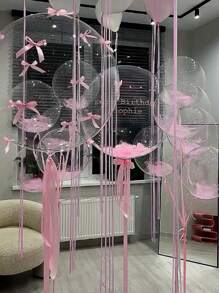 52pcs 20-Inch Pink Feather Balloons With Pink Bows, Suitable For Outdoor Photography, Valentine's Day Decorations, Family Birthday Parties, Weddings Summer Gifts Beach Back To School School Supplies Room Decor - Pink - View 7