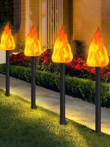 2/4个太阳能LED火焰景观灯，闪烁火焰景观灯，户外露营装饰火炬灯，适用于花园、草坪、小径、派对、露营、节日装饰、花园景观灯、太阳能户外圣诞装饰灯、圣诞灯、仙女灯 - Warm light - 查看 12