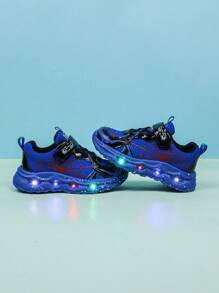 Fashion LED Luminous Spider Web Breathable Sports Shoes, Suitable For Boys And Girls - Casual, Shock-Absorbing, All-Season Non-Slip Outdoor Running And Walking Shoes - Blue - View 5