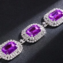 Fashionable Temperament, Geometric Necklace, Earring Set, High-End Feel, Light Luxury, Red Rhinestone Jewelry Set, Bridal Accessories