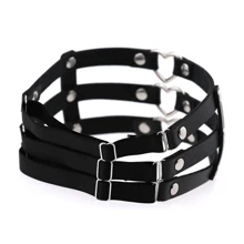 Women's Punk Leg Garters Thigh Chains, Black Gothic Heart Shape Leg Harness Accessories, Sexy Leg Decor, Hollow Thigh Chains, Personalized All-Match Heart Theme PU Leather Suspenders, Suitable For Daily Wear And Music Festivals, Great For Carnival Season