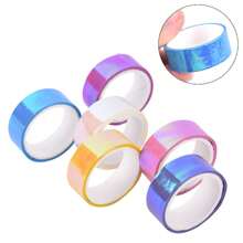 1/6 Rolls Laser Tapes, Rhythmic Gymnastics Decoration Holographic Prismatic Glitter Tape Hoops Sticker Color Waterproof Tape Sticker, Each 5M