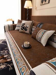 1 Pieza de cojín de sofá de chenilla de moda, material de chenilla suave y pegajoso, de lujo ligero, simple y atmosférico, de textura lujosa y de alta gama, a prueba de polvo, antideslizante, anti arañazos de gato, funda de sofá universal para todas las estaciones, decorativa y protectora de sofá, adecuada para dormitorio, sala de estar, estudio, oficina y coche