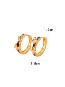 1 对 Encore 红色蝴蝶环状耳环，复古香港风格奢华耳环