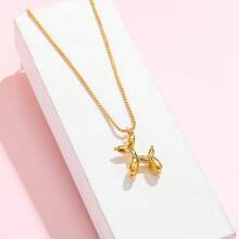 Cute Puppy Balloon Titanium Steel Necklace, Unique 3D Minimalist Necklace Pendant Accessory For Girls, Cross-Border - A[8495] Balloon Dog Gold - View 3