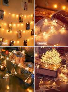 1 pieza 1.5M/10LED, 3M/20LED, 6M/40LED Luces de cadena de flores de cerezo transparentes, linda luz de hadas de Sakura con pilas, iluminación romántica de flores artificiales, luces decorativas perfectas para vacaciones, fiestas, San Valentín, Navidad, decoración de invierno para el hogar