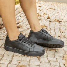 Tênis Unissex Casual Moderno Passeio Lançamento - Preto - Visão 4