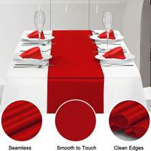 Juego de camino de mesa de satén, 1 camino de mesa y 6 servilletas, mantel de mesa de seda satinada largo, adecuado para boda, fiesta, ceremonia de graduación, decoración de cumpleaños