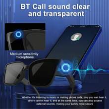 Wireless Smart Glasses With Audio And Voice Call Capabilities, Rechargeable Music Glasses With Built-In Microphone For Hiking Indoor And Outdoor Entertainment - Ink Black - View 3
