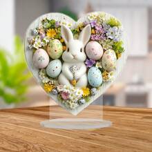 复活节兔子复活节彩蛋爱心亚克力家居客厅书房办公室桌面摆件 - 彩色 - 查看 2