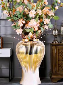 1 pieza Jarrón cerámico moderno blanco y dorado, jarrones decorativos altos y pequeños para sala de estar, centro de mesa, decoración del hogar, regalo, elegantes jarrones de piso y de mesa para boda, Navidad, Acción de Gracias, decoración de habitación del Día de San Valentín