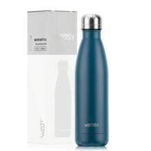 watersy 1 pièce Bouteille d'eau en acier inoxydable WATERSY, flacon isotherme de 17 oz/500 ml, bouteille d'eau en métal bleu gardant les boissons froides et chaudes, gourde de voyage pour l'école, la salle de sport, les déplacements et les sports