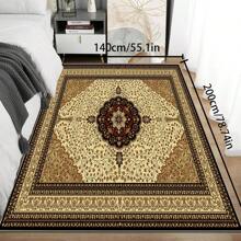 [Crystal Velvet 700g/㎡ Point-Printed Bottom, 5mm Thick] 1pc Bohemian Style Solid Color Area Rug, Soft Non-Slip Washable Carpet Suitable For Living Room, Bedroom, Kitchen, Office, Home Decor, Large Classroom Rug, Geometric Washable Rug