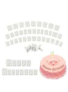 Witte 64 stuks hoofdletters en kleine letters Engelse letters cake biscuit print mal