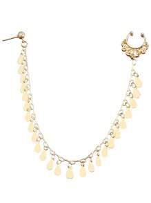1 pièce PC Goutte d'eau Glands, Clous de nez sans perforation, Boucles d'oreilles mignonnes et cool, Anneaux de nez percés, Boucles d'oreilles intégrées en métal créatif, Accessoires de mode de mariée, Boucles d'oreilles de chaîne de nez de style bohème indien, Anneaux de nez, Boucles d'oreilles pendantes non percées